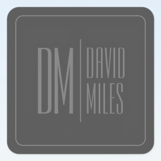 Stijlvolle minimal & Modern Grey Initialen & Naam Vierkante Sticker