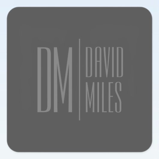 Stijlvolle minimal & Modern Grey Initialen & Naam  Vierkante Sticker