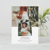 Stijlvolle minimale 2-foto Afstuderen aankondiging (Staand voorkant)