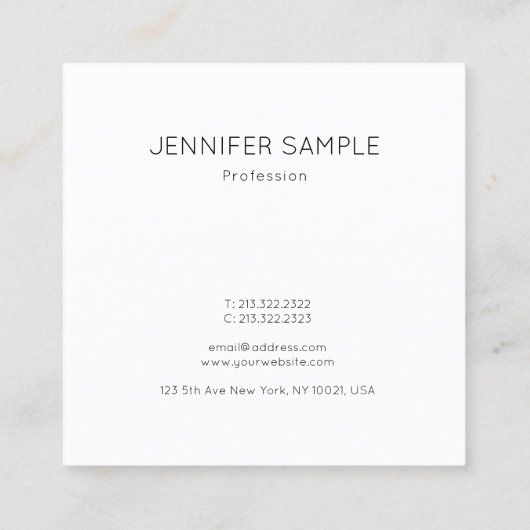 Stijlvolle, minimale design Sjabloon luxe Vierkante Visitekaartje (Achterkant)
