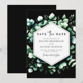 Stijlvolle minimale eucalyptus digitale bruiloft save the date (Voorkant / Achterkant)
