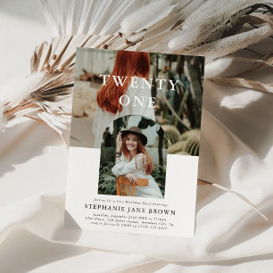 Stijlvolle, minimale foto 21ste verjaardag kaart