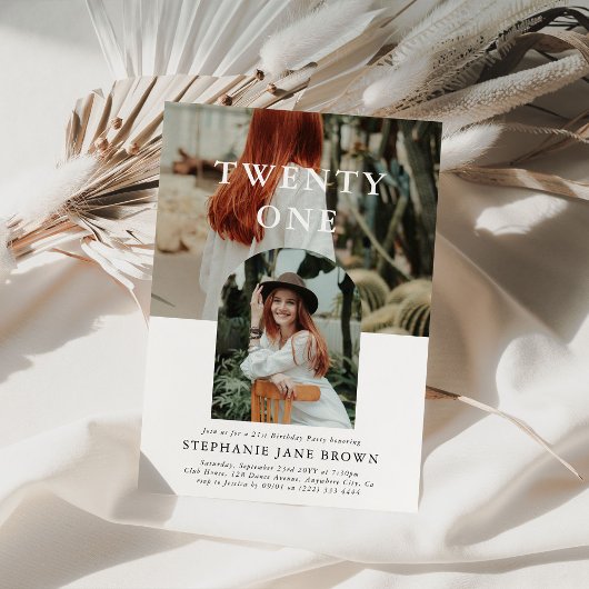 Stijlvolle, minimale foto 21ste verjaardag kaart