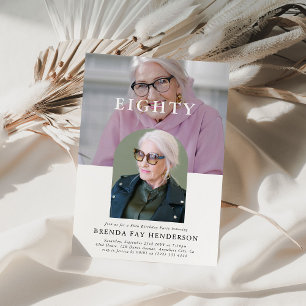 Stijlvolle minimale foto 80ste verjaardag kaart