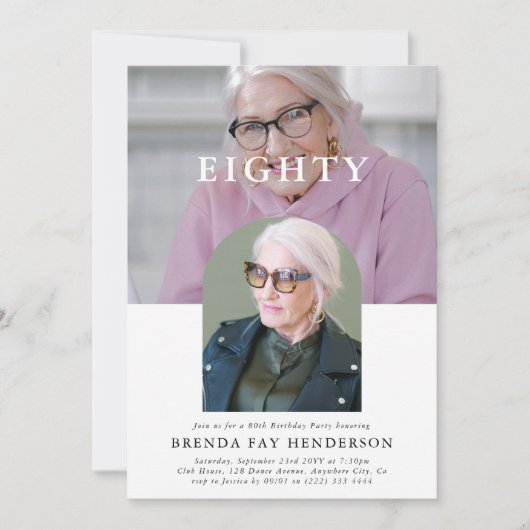 Stijlvolle minimale foto 80ste verjaardag kaart (Voorkant)