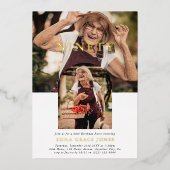 Stijlvolle minimale foto NEGENTIG 90ste verjaardag Folie Uitnodiging (Voorkant)