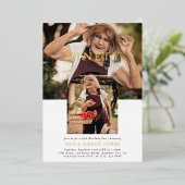 Stijlvolle minimale foto NEGENTIG 90ste verjaardag Folie Uitnodiging (Staand Voorkant)