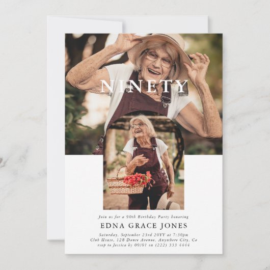 Stijlvolle minimale foto NEGENTIG 90ste verjaardag Kaart (Voorkant)