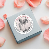 Stijlvolle minimale foto rood wit liefde naam brui ronde sticker