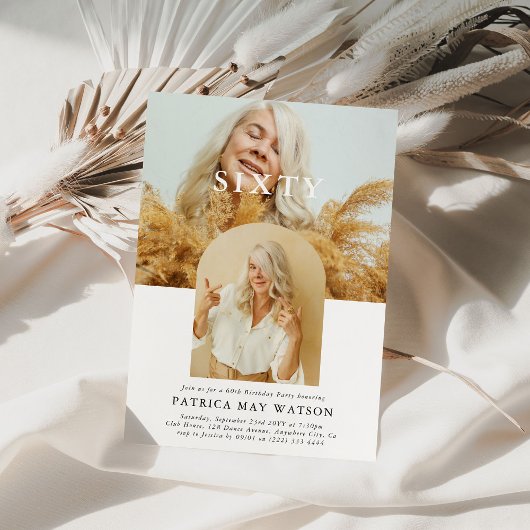 Stijlvolle minimale foto SIXTY 60th Birthday Kaart