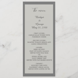 Stijlvolle minimale grijze bruiloft programma & me programmakaart