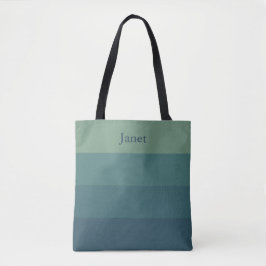Stijlvolle minimale groene ombre strepen monogram  tote bag