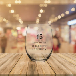 Stijlvolle minimale Jubileum zwarte datumnaam Wijnglas Zonder Voet