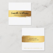 STIJLVOLLE MINIMALE luxe faux gouden penseelstreek Vierkante Visitekaartje (Voorkant / Achterkant)