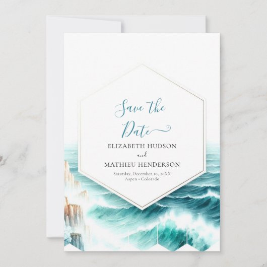 Stijlvolle minimale nautische bruiloft save the date (Voorkant)