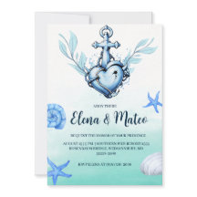 Stijlvolle minimale nautische bruiloft uitnodiging