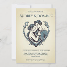 Stijlvolle minimale nautische bruiloft uitnodiging