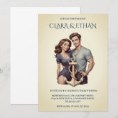 Stijlvolle minimale nautische bruiloft uitnodiging (Voorkant / Achterkant)