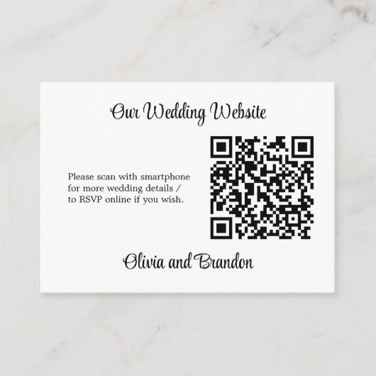 Stijlvolle, minimale QR-code Website RSVP-kaart Informatiekaartje (Voorkant)