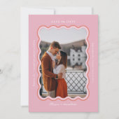 Stijlvolle Minimale Retro Stijl Golvende Fotolijst Save The Date (Voorkant)