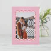 Stijlvolle Minimale Retro Stijl Golvende Fotolijst Save The Date (Staand voorkant)