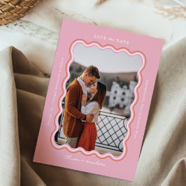 Stijlvolle Minimale Retro Stijl Golvende Fotolijst Save The Date