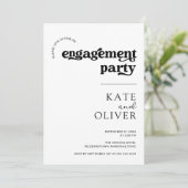 Stijlvolle minimale retro zwart wit verlovingsfees kaart (Staand voorkant)