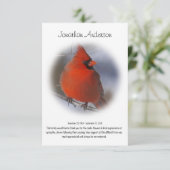 Stijlvolle minimale rode kardinaal begrafenis Dank Bedankkaart (Staand voorkant)