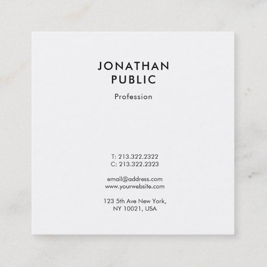 Stijlvolle, minimale Sjabloon Professional Grafisc Vierkante Visitekaartje (Achterkant)
