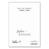 Stijlvolle minimale trouwplaats kaart met maaltijd (Voorkant)