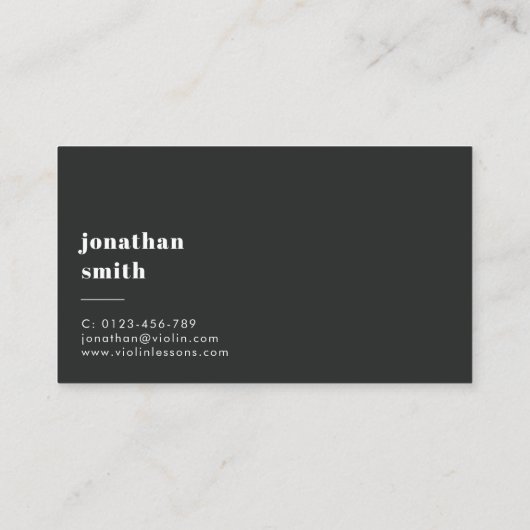 Stijlvolle minimale vioolmuzikant grijs visitekaartje (Achterkant)