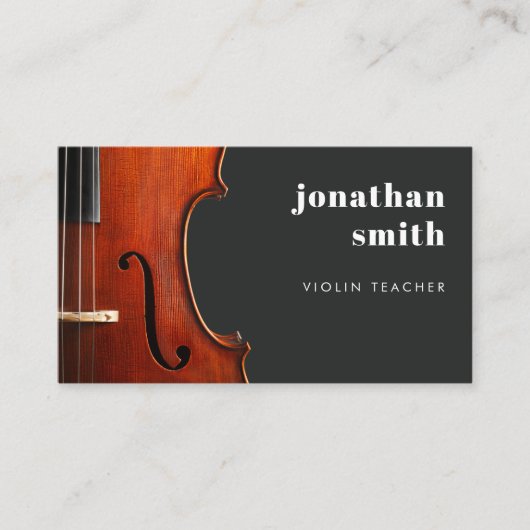 Stijlvolle minimale vioolmuzikant grijs visitekaartje (Voorkant)