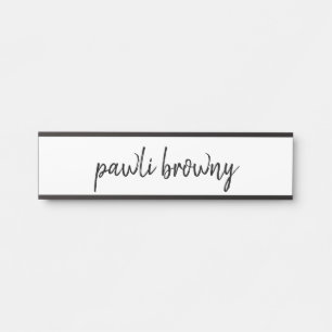 Stijlvolle Minimale Witte Script Naambord Deur Bor Deurbordje