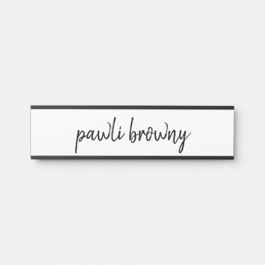 Stijlvolle Minimale Witte Script Naambord Deur Bor Deurbordje (Voorkant)