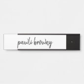 Stijlvolle Minimale Witte Script Naambord Deur Bor Deurbordje (Voorkant)