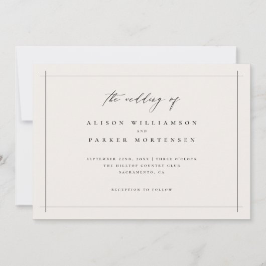 Stijlvolle minimale zwart en ivoor typografie brui kaart (Voorkant)