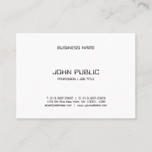 Stijlvolle, minimale zwarte witte Sjabloon Modern Visitekaartje (Voorkant)