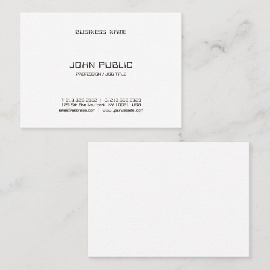 Stijlvolle, minimale zwarte witte Sjabloon Modern Visitekaartje (Voorkant / Achterkant)