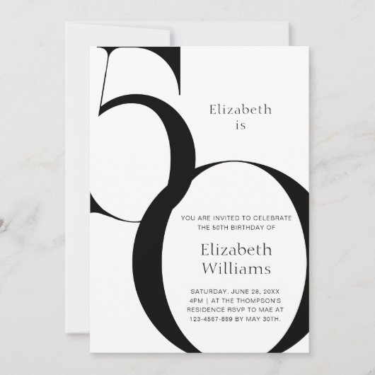 Stijlvolle minimalistische 50-jarige verjaardag kaart (Voorkant)