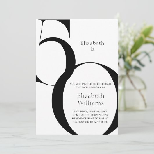 Stijlvolle minimalistische 50-jarige verjaardag kaart (Staand voorkant)