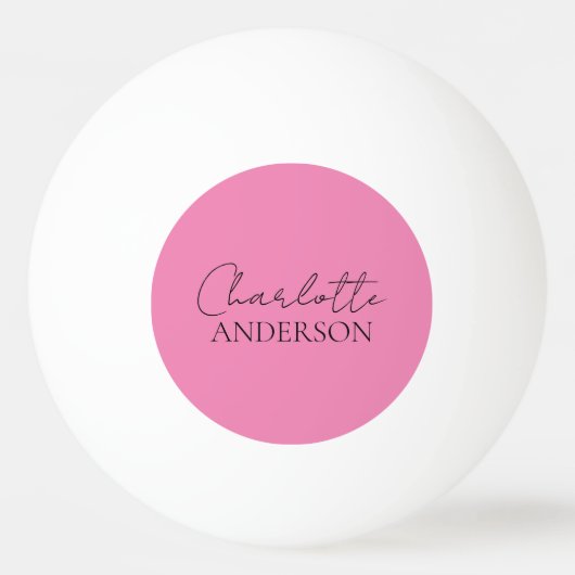 Stijlvolle minimalistische aangepaste naam roze pingpongbal (Voorkant)