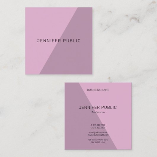 Stijlvolle minimalistische elegante Paarse Sjabloo Vierkante Visitekaartje (Voorkant / Achterkant)