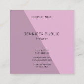 Stijlvolle minimalistische elegante Paarse Sjabloo Vierkante Visitekaartje (Achterkant)