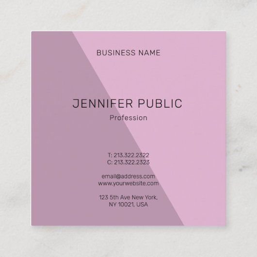 Stijlvolle minimalistische elegante Paarse Sjabloo Vierkante Visitekaartje (Achterkant)