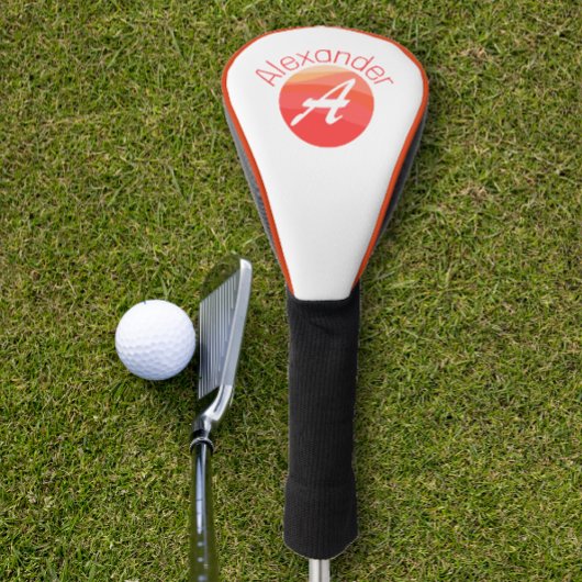 Stijlvolle minimalistische gekleurde letter A wit Golfheadcover