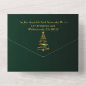 Stijlvolle Minimalistische Gouden Kerstboom Bruilo All In One Uitnodiging (Achterkant)