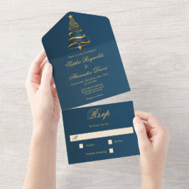 Stijlvolle Minimalistische Gouden Kerstboom Bruilo All In One Uitnodiging