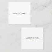 Stijlvolle minimalistische gouden witte Sjabloon t Vierkante Visitekaartje (Voorkant / Achterkant)