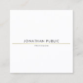 Stijlvolle minimalistische gouden witte Sjabloon t Vierkante Visitekaartje (Voorkant)