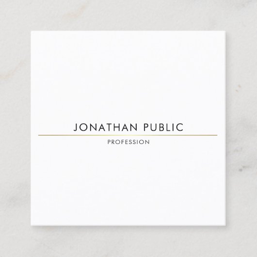 Stijlvolle minimalistische gouden witte Sjabloon t Vierkante Visitekaartje (Voorkant)